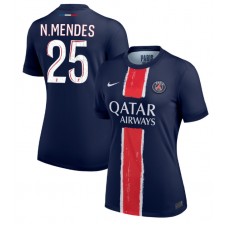 Paris Saint-Germain Nuno Mendes #25 Hemmatröja Dam 2024-25 Korta ärmar